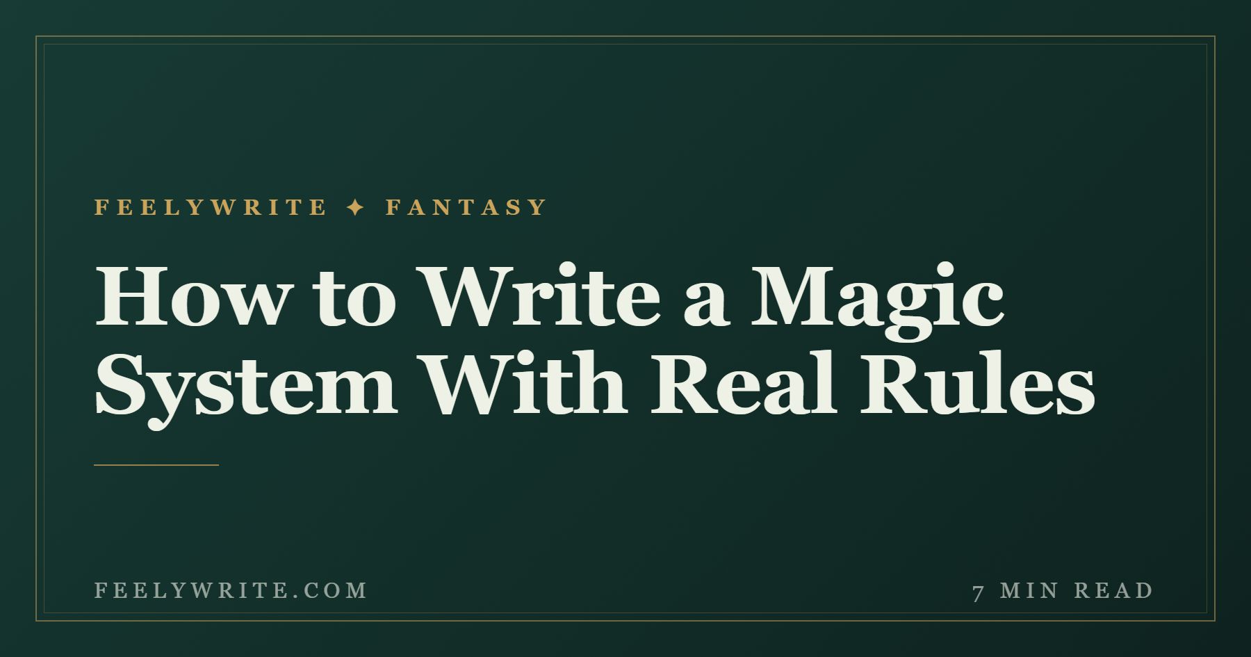How to Write a Magic System With Real Rules
